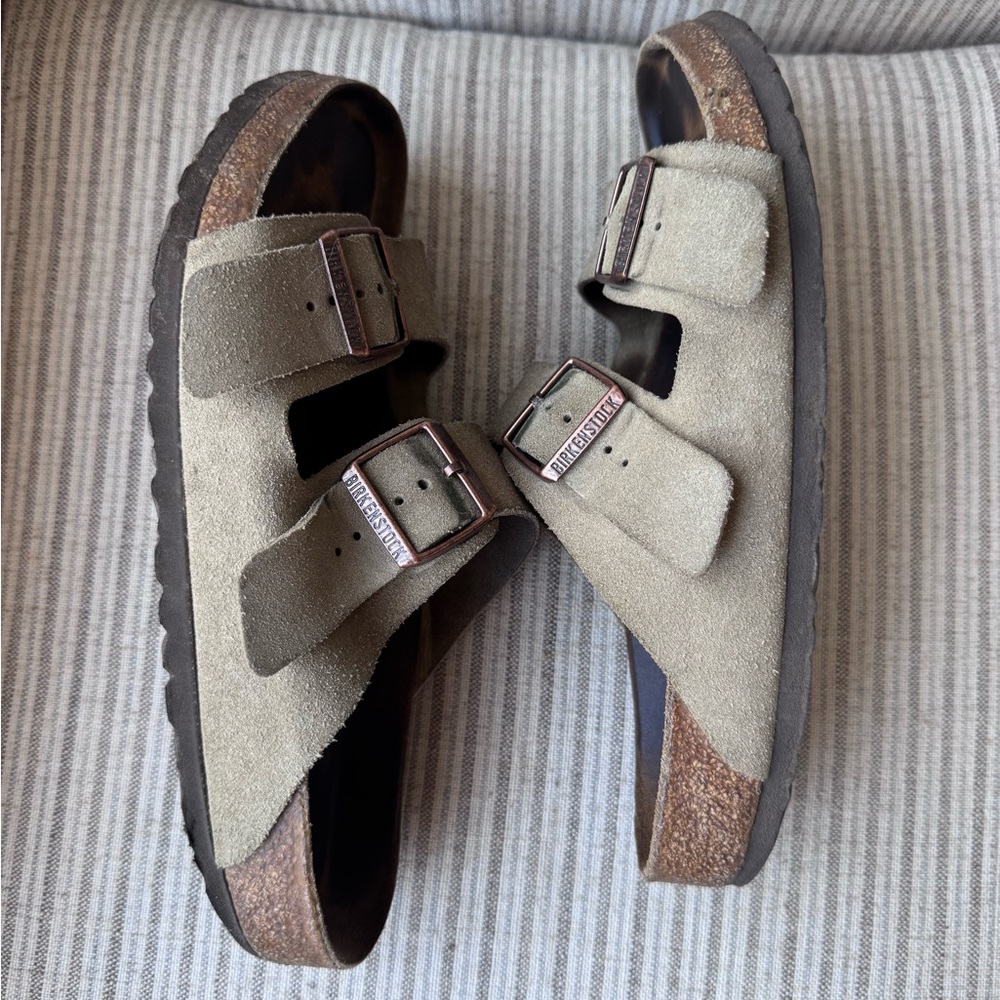 Birkenstock Arizona Taupe Suede Softbed Sandals size 41 regular/wide - Picture 7 of 10